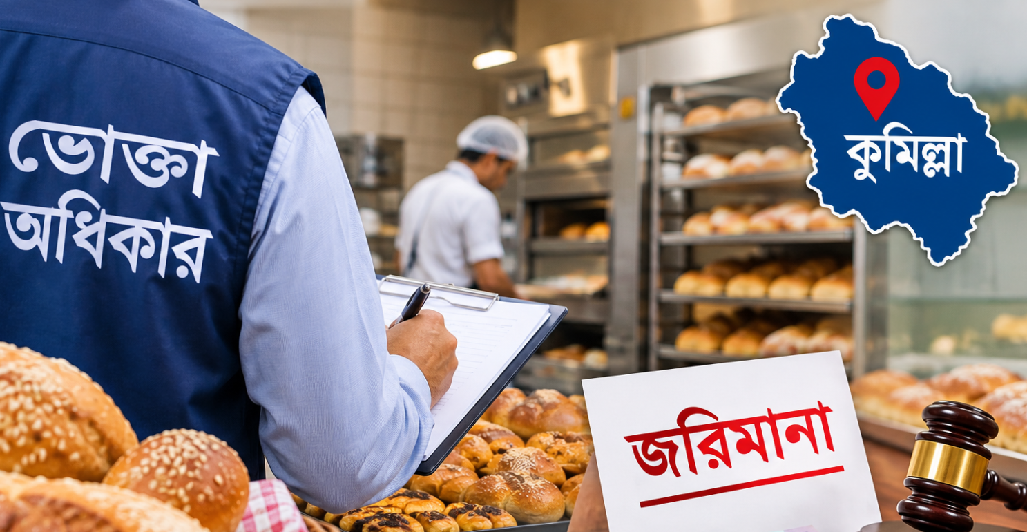 কুমিল্লায় অনিয়মের দায়ে বেকারিকে জরিমানা