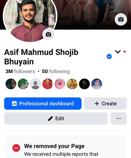 আসিফ মাহমুদের ৩০ লক্ষাধিক ফলোয়ারের পেজটি সরিয়ে নিয়েছে ফেসবুক