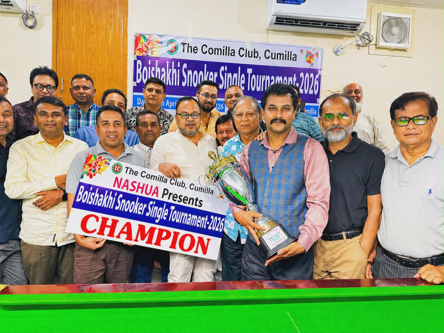 কুমিল্লা ক্লাব বৈশাখী স্নুকার প্রতিযোগিতায় চ্যাম্পিয়ন মাহির ও রানাসর্আপ সাইফুল