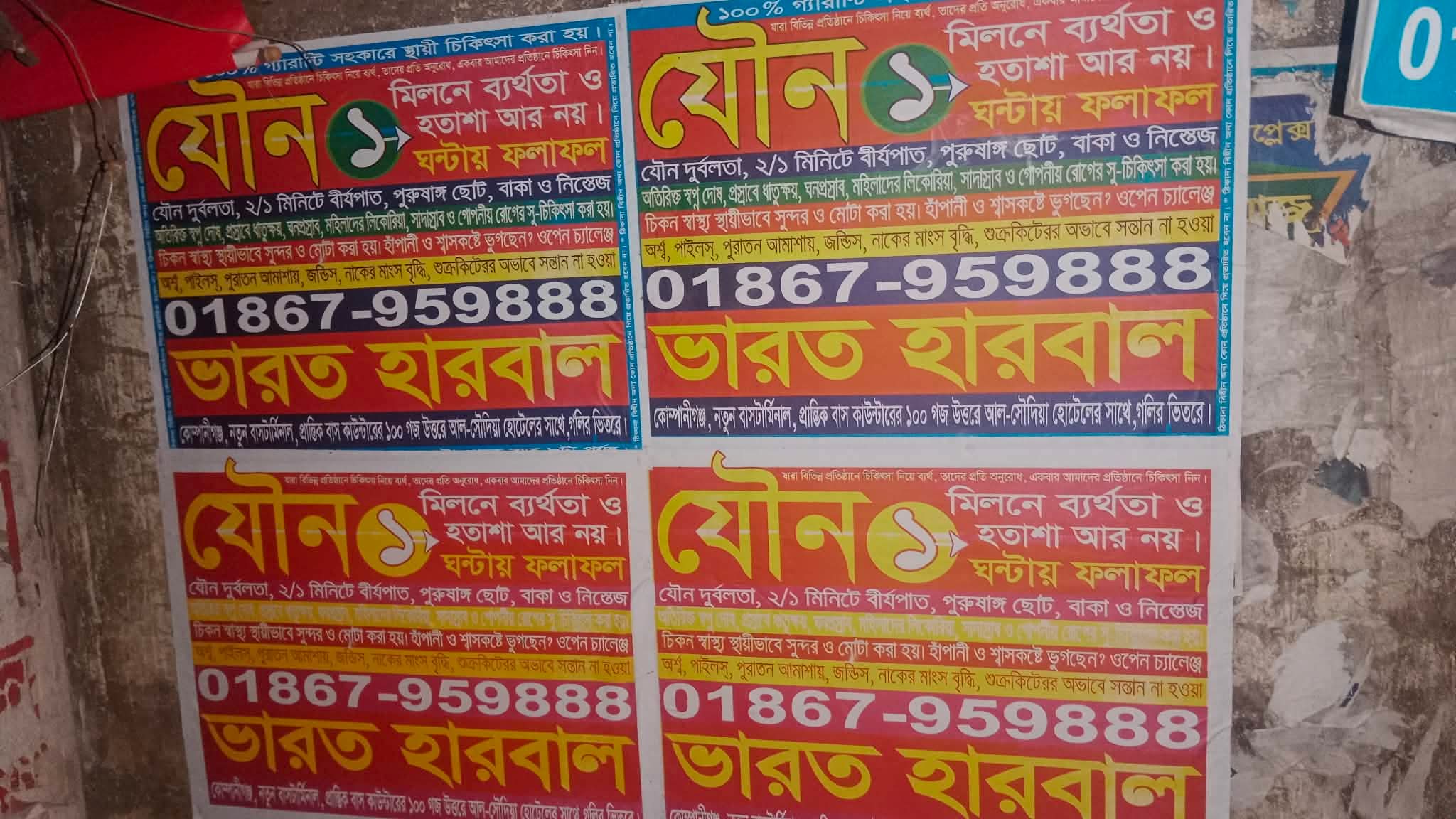 ব্রাহ্মণপাড়ায় হারবাল চিকিৎসার নামে অশ্লীল পোস্টার