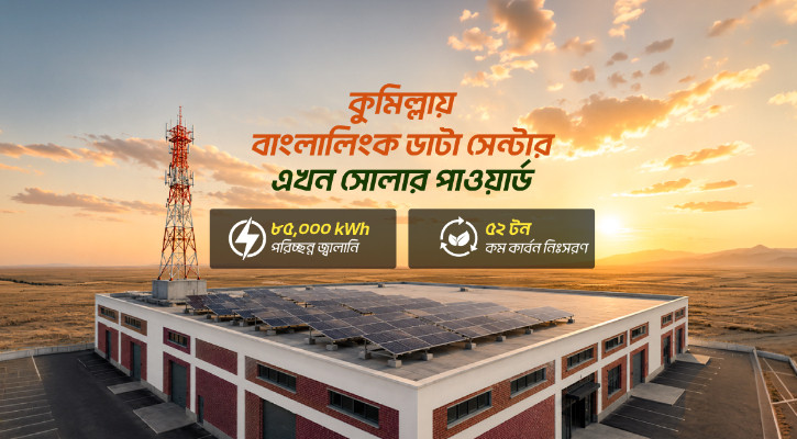 কুমিল্লা ডেটা সেন্টারে ৫০ কিলোওয়াটের সৌরবিদ্যুৎ প্রকল্প চালু করল বাংলালিংক